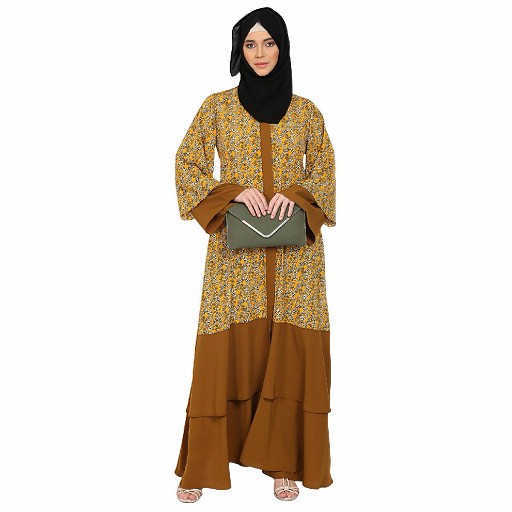 Front open loose sleeves dual color Abaya